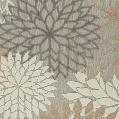 6' Gray And Ivory Floral Indoor Outdoor Area Rug HomeRoots