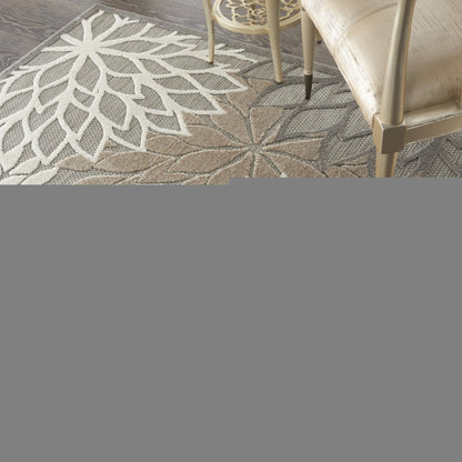 6' Gray And Ivory Floral Indoor Outdoor Area Rug HomeRoots