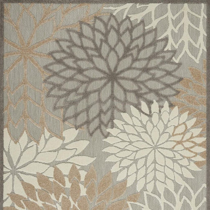 6' Gray And Ivory Floral Indoor Outdoor Area Rug HomeRoots
