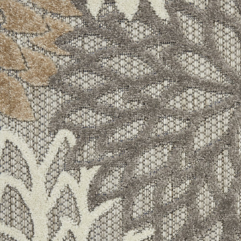 6' Gray And Ivory Floral Indoor Outdoor Area Rug HomeRoots