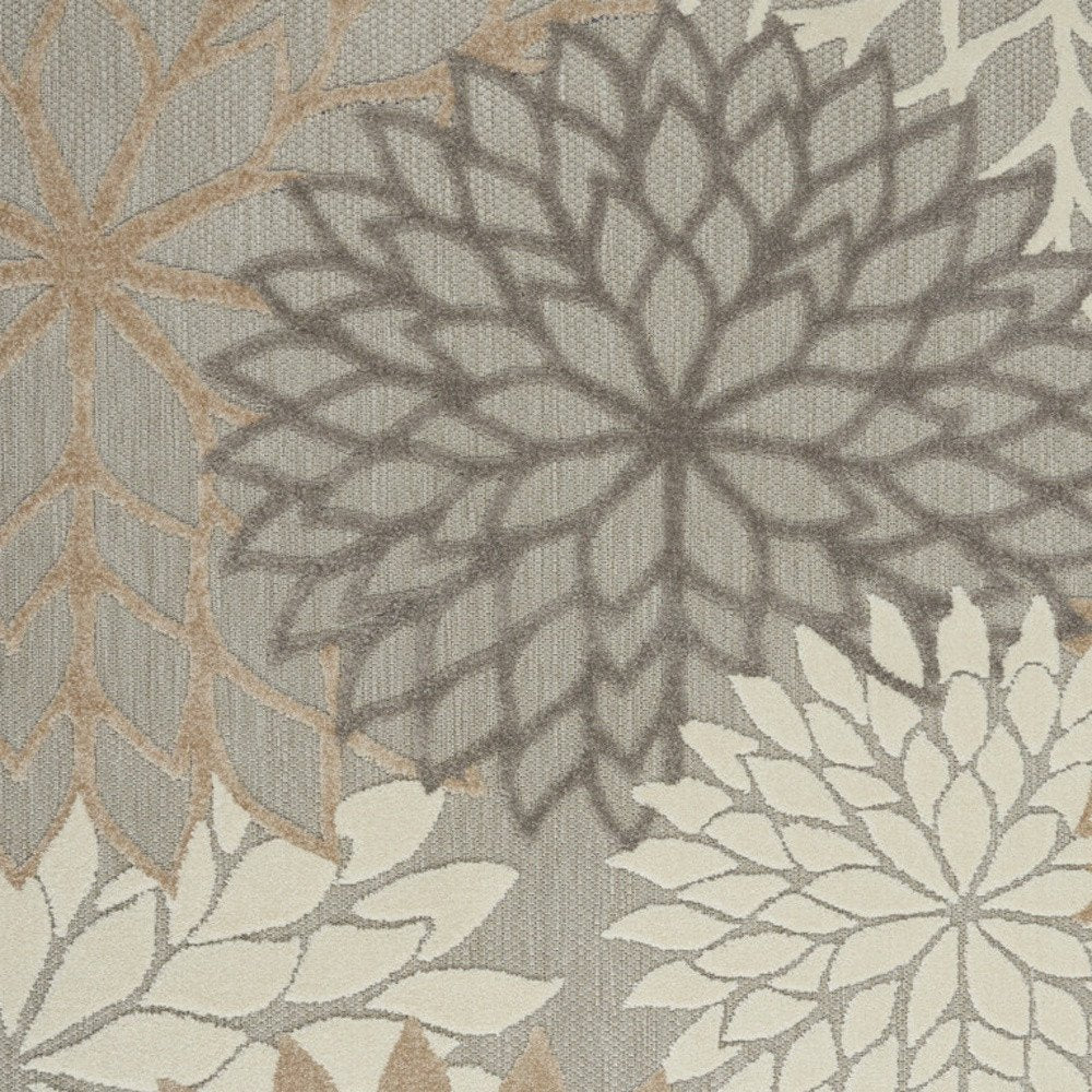 6' Gray And Ivory Floral Indoor Outdoor Area Rug HomeRoots