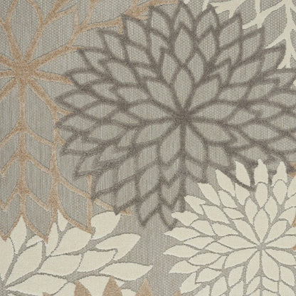 6' Gray And Ivory Floral Indoor Outdoor Area Rug HomeRoots