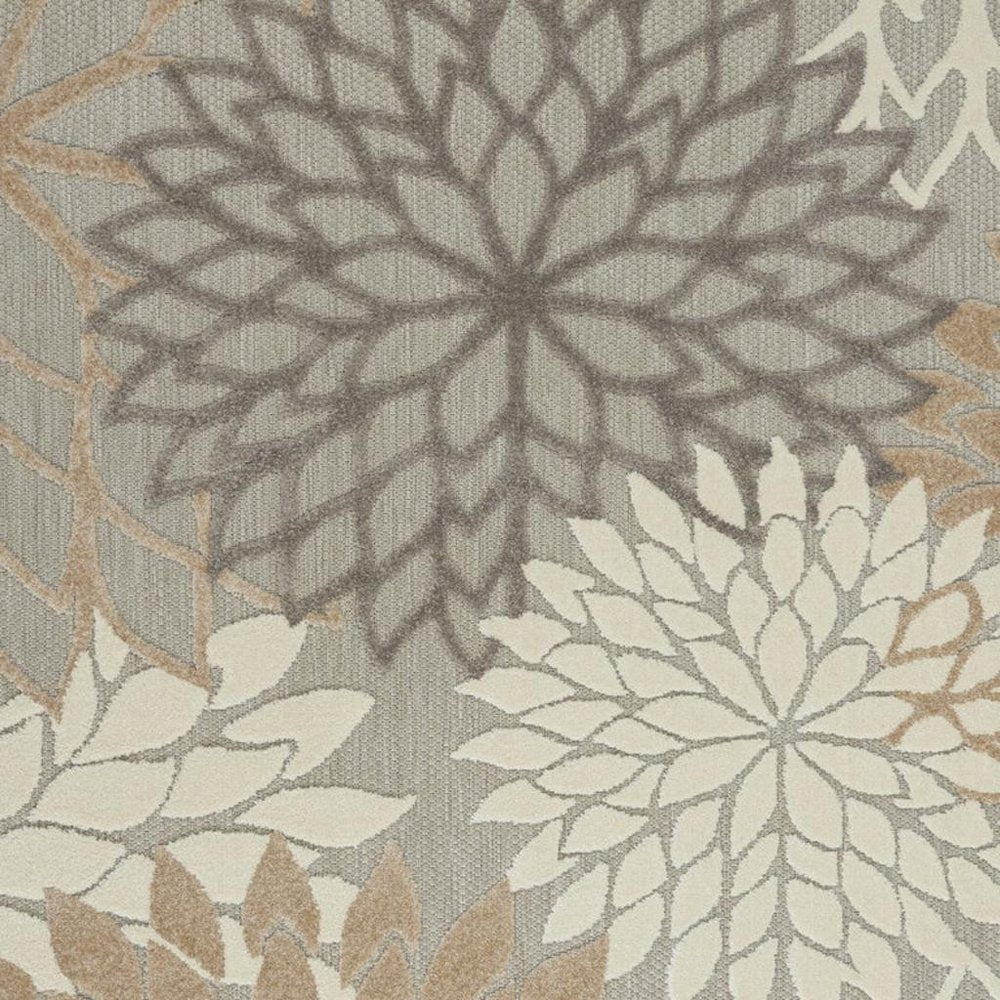 6' Gray And Ivory Floral Indoor Outdoor Area Rug HomeRoots
