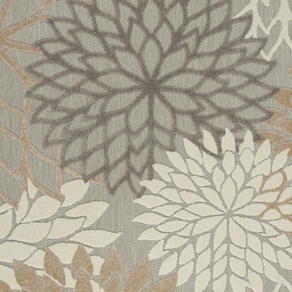6' Gray And Ivory Floral Indoor Outdoor Area Rug HomeRoots