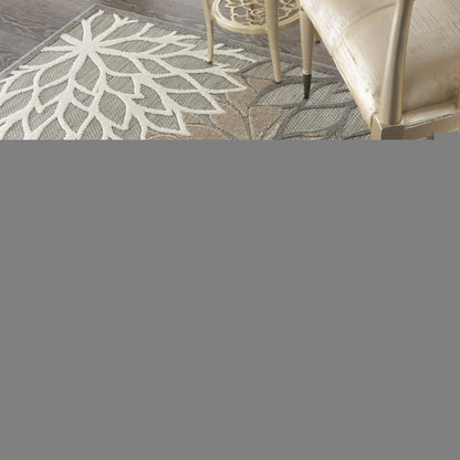 6' Gray And Ivory Floral Indoor Outdoor Area Rug HomeRoots