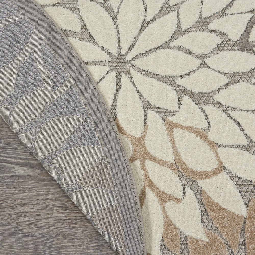6' Gray And Ivory Floral Indoor Outdoor Area Rug HomeRoots