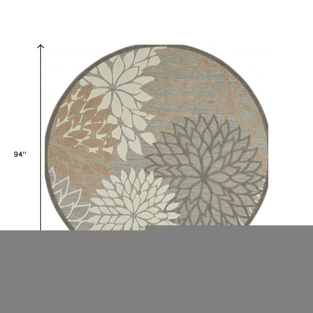 6' Gray And Ivory Floral Indoor Outdoor Area Rug HomeRoots