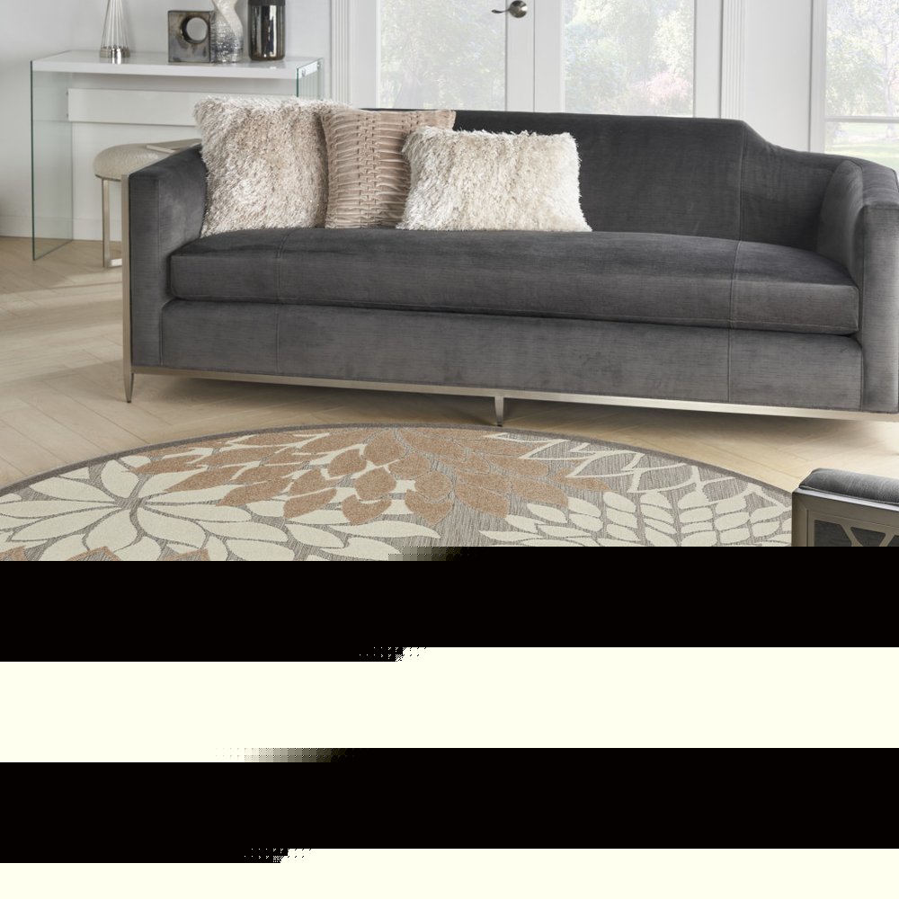 6' Gray And Ivory Floral Indoor Outdoor Area Rug — view 134