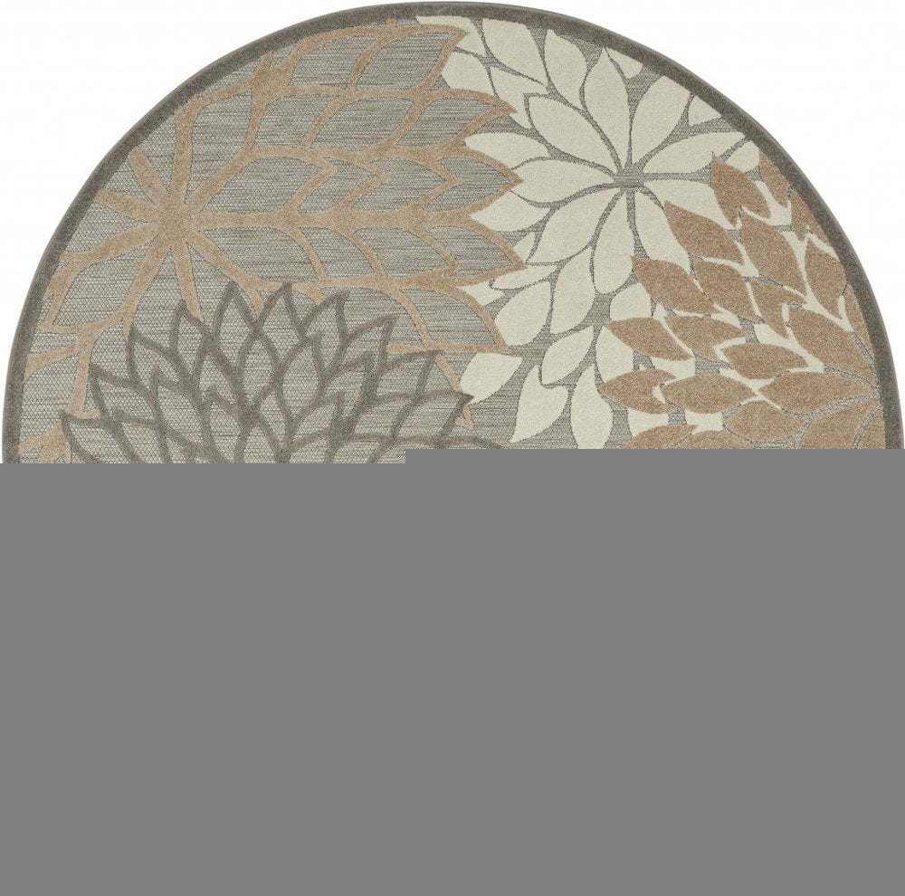 6' Gray And Ivory Floral Indoor Outdoor Area Rug HomeRoots