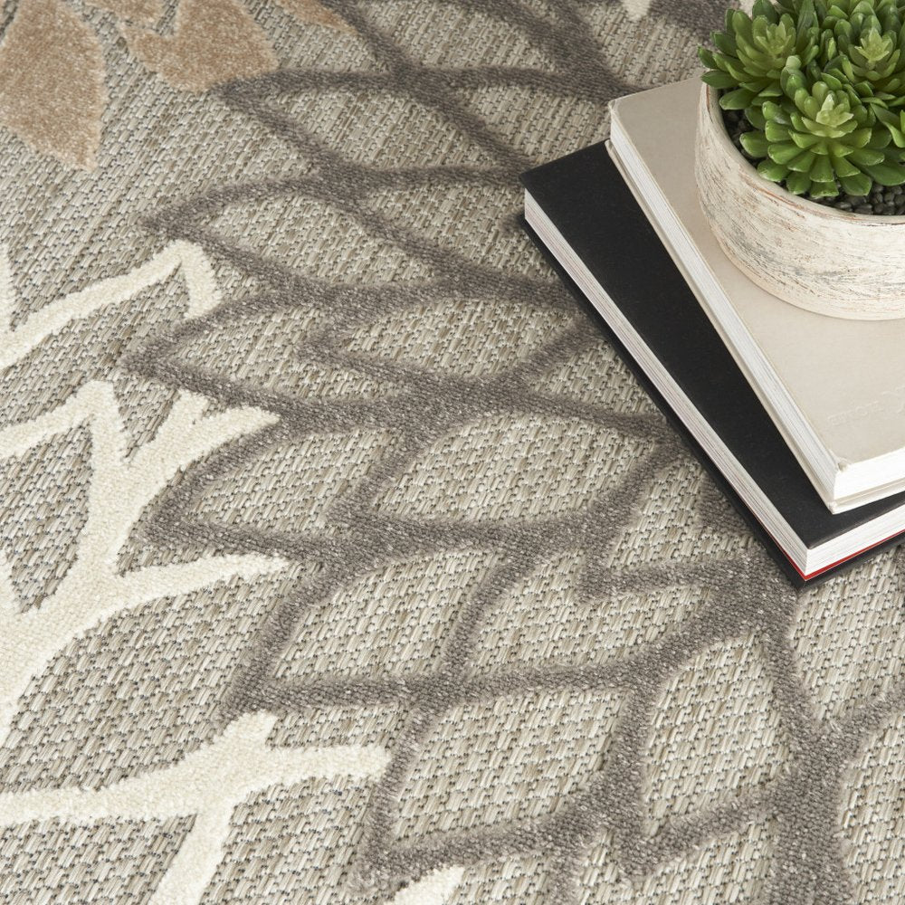 6' Gray And Ivory Floral Indoor Outdoor Area Rug HomeRoots