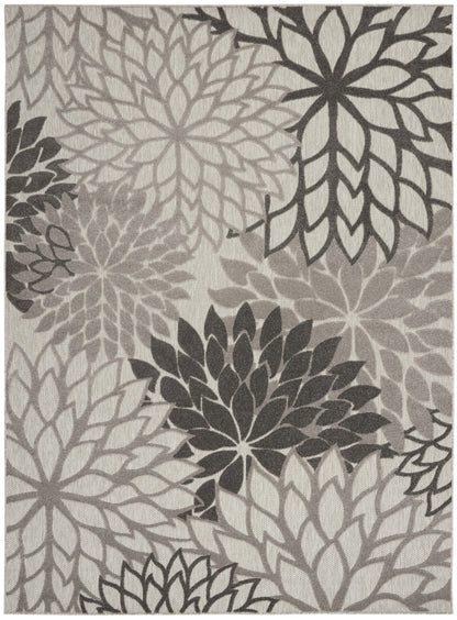 8' X 11' Gray Floral Indoor Outdoor Area Rug - 1" (L) x 126" (W) x 94" (H)