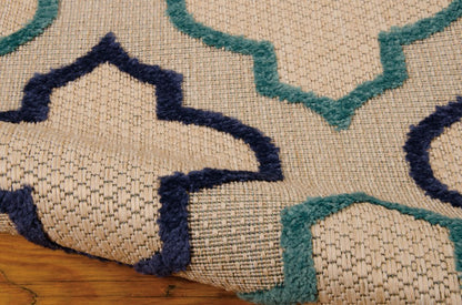 5' X 8' Blue And Ivory Indoor Outdoor Area Rug HomeRoots