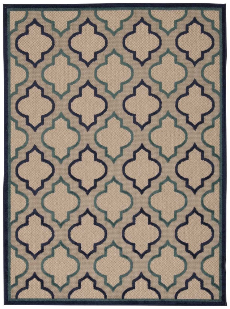 5' X 8' Blue And Ivory Indoor Outdoor Area Rug — view 3