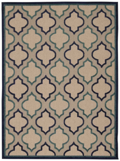 5' X 8' Blue And Ivory Indoor Outdoor Area Rug HomeRoots