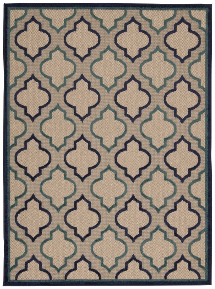 5' X 8' Blue And Ivory Indoor Outdoor Area Rug HomeRoots