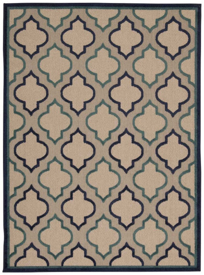 5' X 8' Blue And Ivory Indoor Outdoor Area Rug HomeRoots