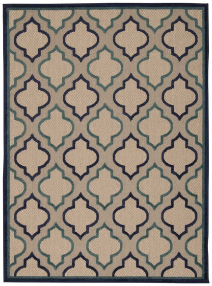 5' X 8' Blue And Ivory Indoor Outdoor Area Rug HomeRoots