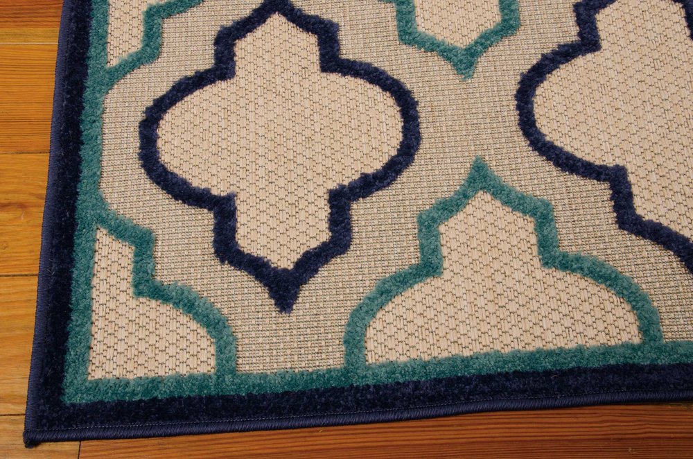 5' X 8' Blue And Ivory Indoor Outdoor Area Rug HomeRoots