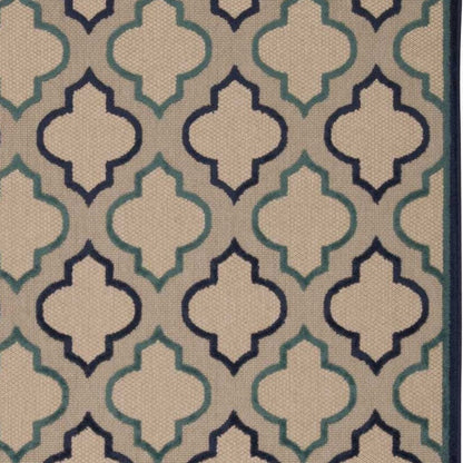 5' X 8' Blue And Ivory Indoor Outdoor Area Rug HomeRoots