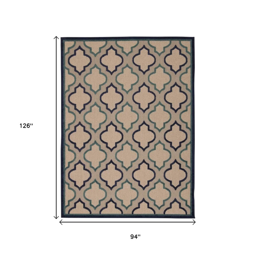 5' X 8' Blue And Ivory Indoor Outdoor Area Rug HomeRoots