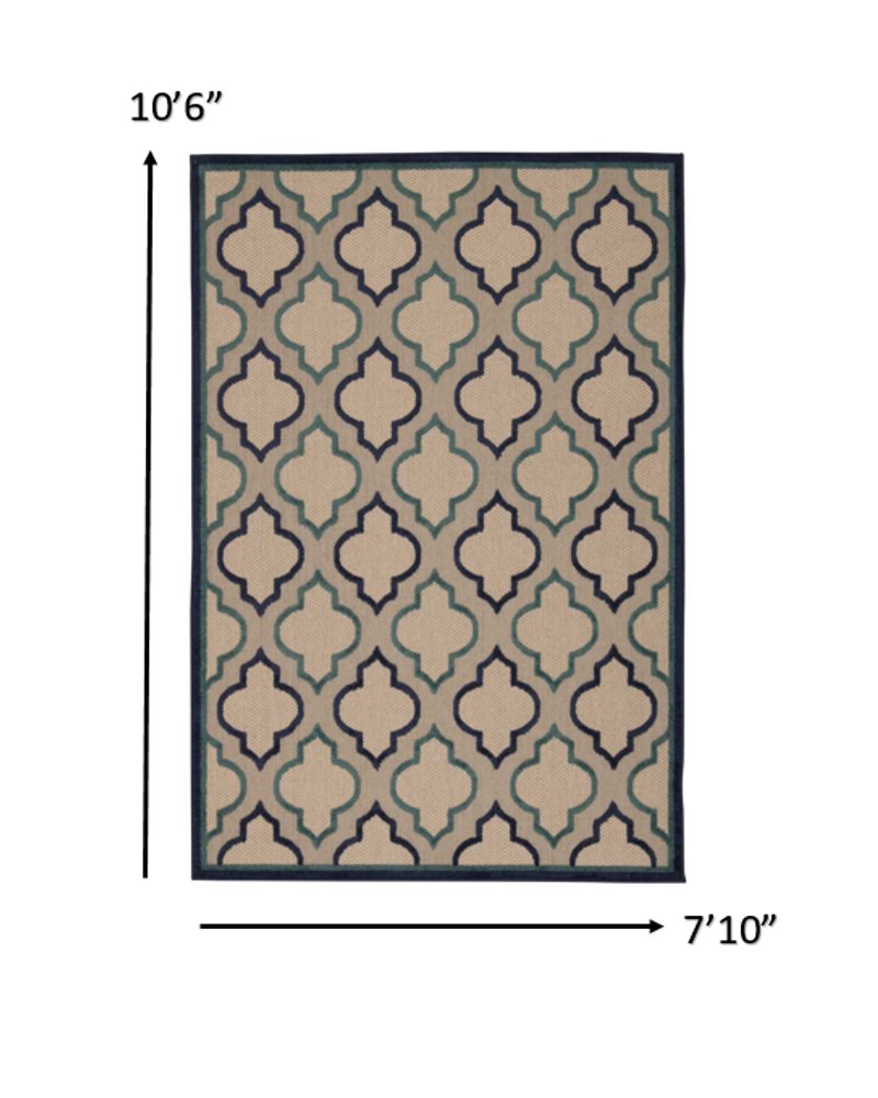5' X 8' Blue And Ivory Indoor Outdoor Area Rug — view 21