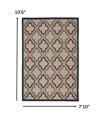 5' X 8' Blue And Ivory Indoor Outdoor Area Rug HomeRoots