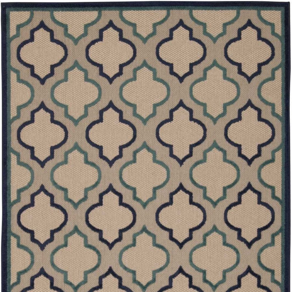 5' X 8' Blue And Ivory Indoor Outdoor Area Rug HomeRoots