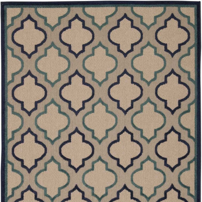 5' X 8' Blue And Ivory Indoor Outdoor Area Rug HomeRoots