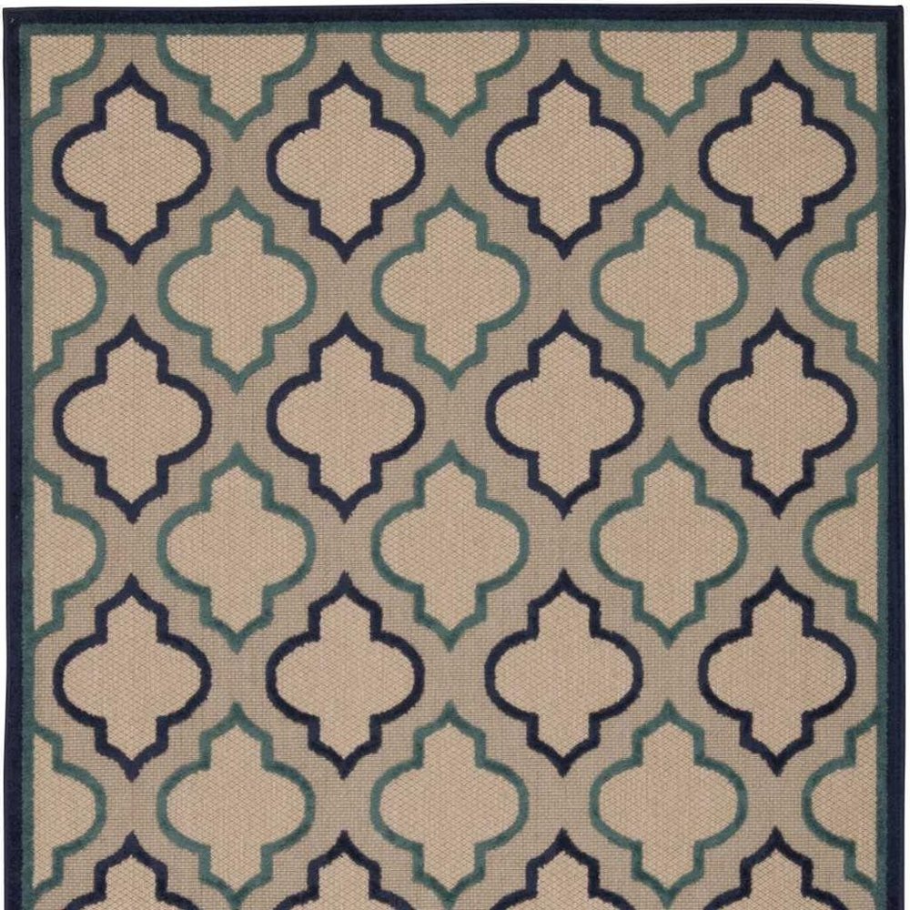 5' X 8' Blue And Ivory Indoor Outdoor Area Rug — view 17
