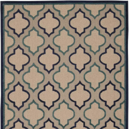 5' X 8' Blue And Ivory Indoor Outdoor Area Rug HomeRoots