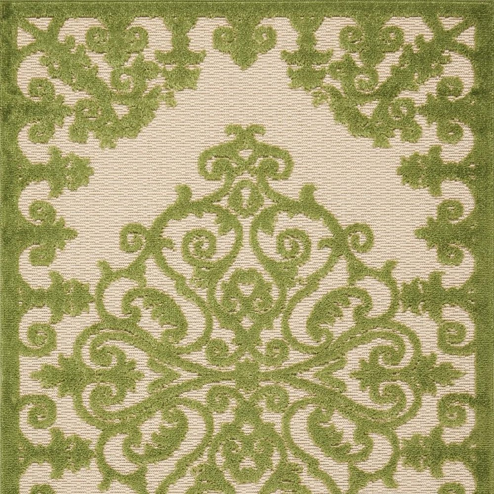 8' X 11' Orange And Ivory Damask Indoor Outdoor Area Rug HomeRoots