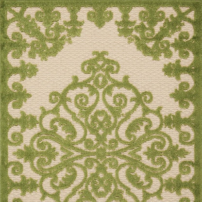 8' X 11' Orange And Ivory Damask Indoor Outdoor Area Rug HomeRoots