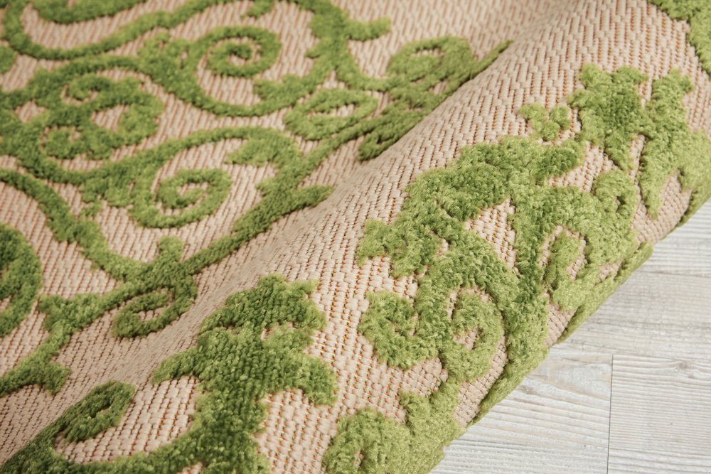 8' X 11' Orange And Ivory Damask Indoor Outdoor Area Rug HomeRoots