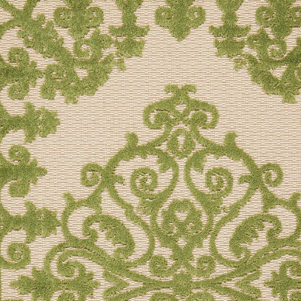 8' X 11' Orange And Ivory Damask Indoor Outdoor Area Rug — view 11