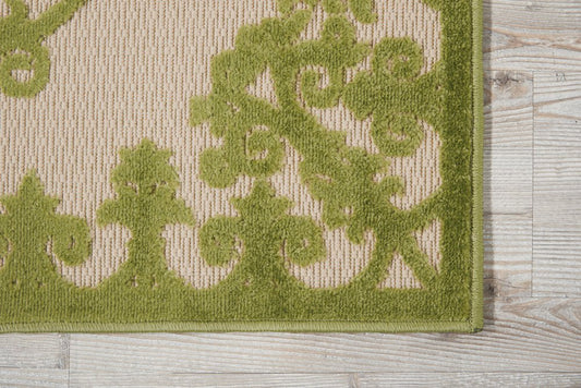 8' X 11' Orange And Ivory Damask Indoor Outdoor Area Rug