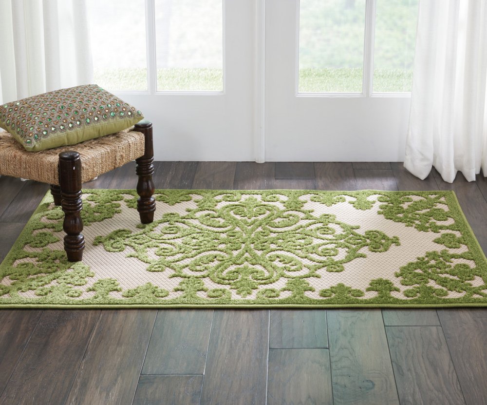 8' X 11' Orange And Ivory Damask Indoor Outdoor Area Rug HomeRoots