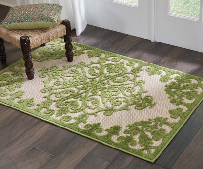 8' X 11' Orange And Ivory Damask Indoor Outdoor Area Rug HomeRoots