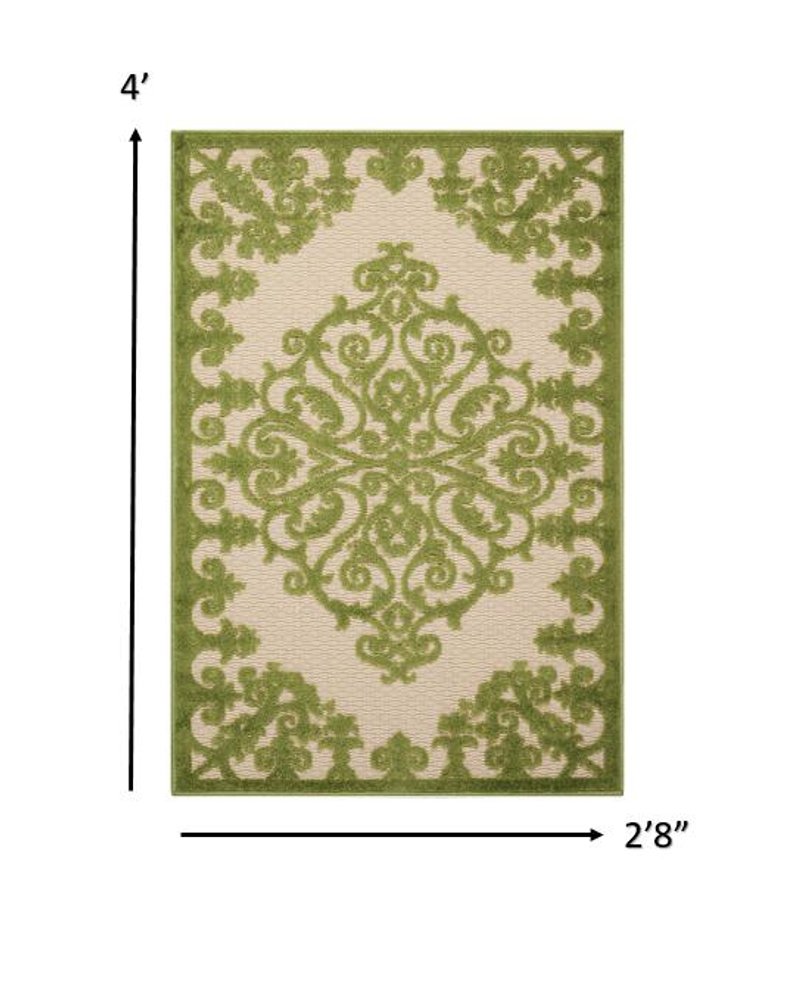 8' X 11' Orange And Ivory Damask Indoor Outdoor Area Rug — view 1