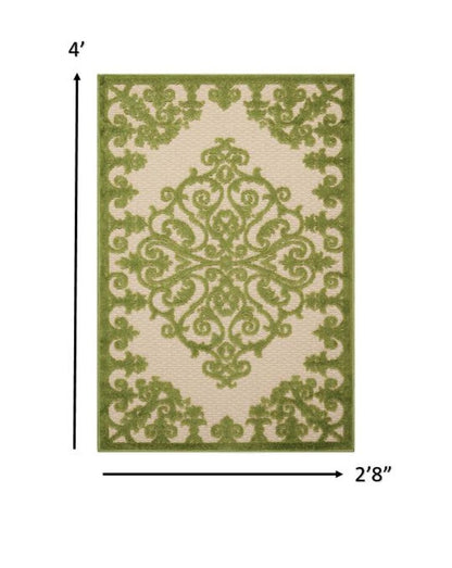 8' X 11' Orange And Ivory Damask Indoor Outdoor Area Rug HomeRoots