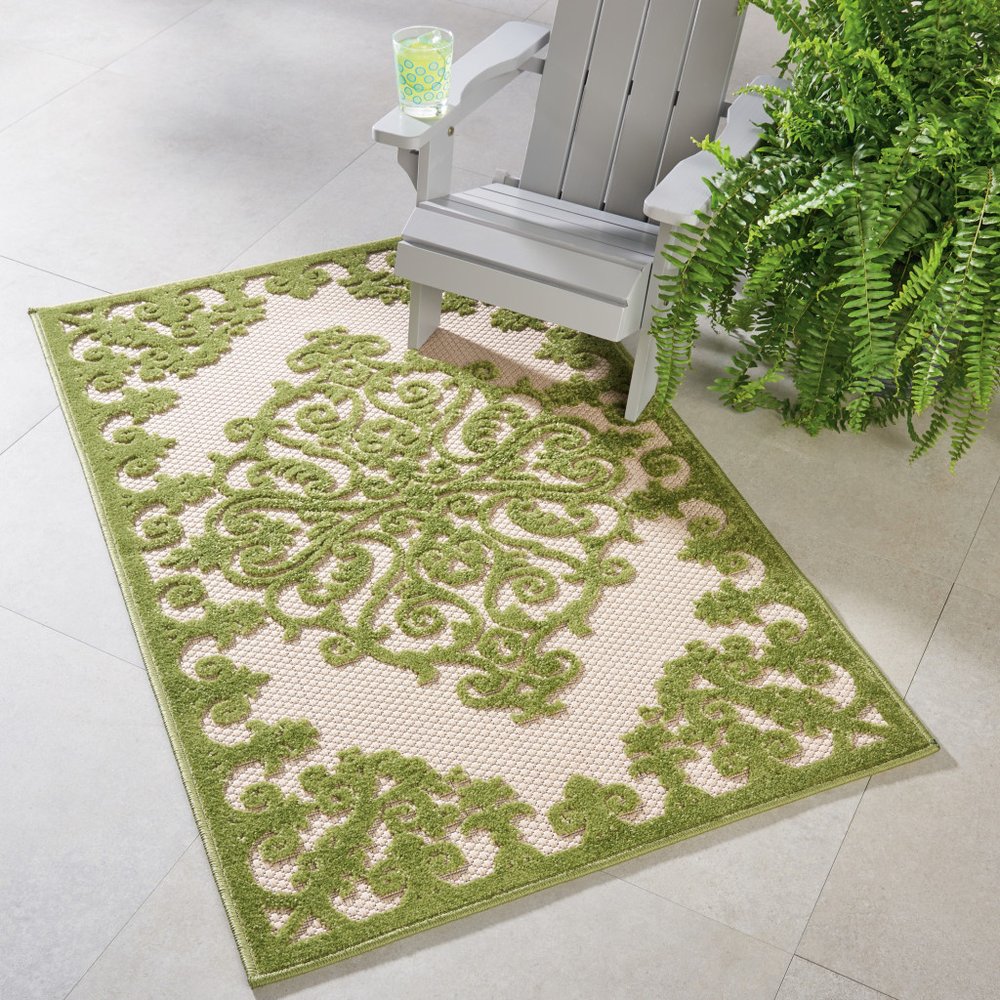 8' X 11' Orange And Ivory Damask Indoor Outdoor Area Rug HomeRoots