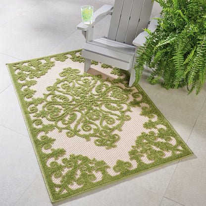 8' X 11' Orange And Ivory Damask Indoor Outdoor Area Rug HomeRoots
