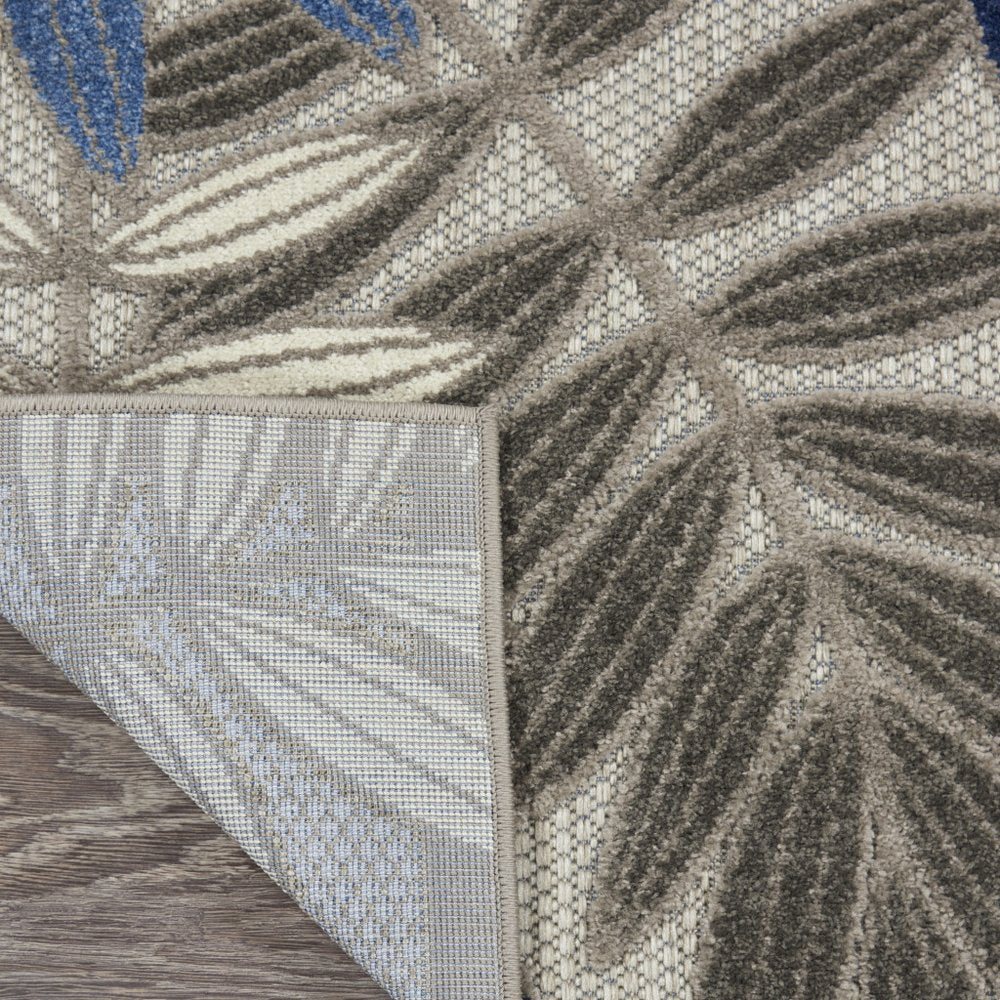 5' X 7' Blue And Gray Floral Indoor Outdoor Area Rug HomeRoots