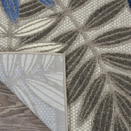 5' X 7' Blue And Gray Floral Indoor Outdoor Area Rug HomeRoots