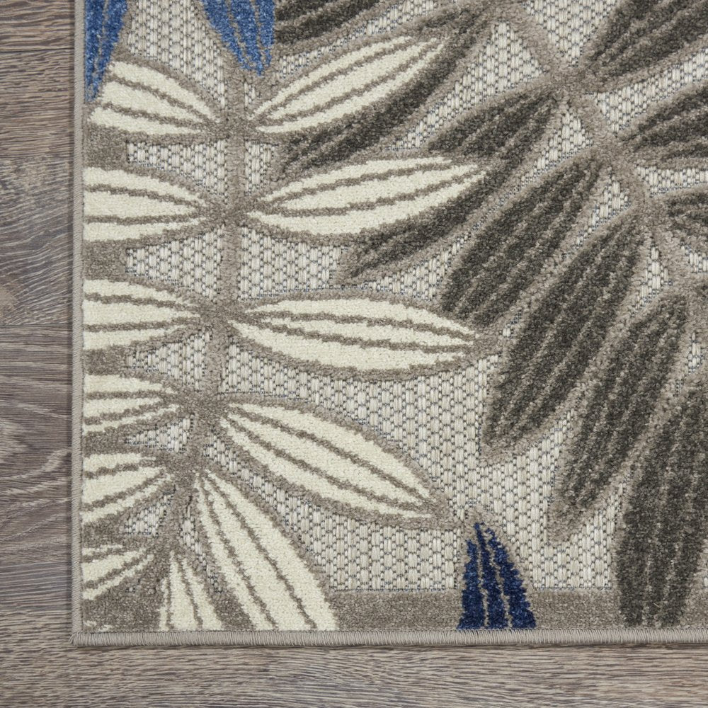 5' X 7' Blue And Gray Floral Indoor Outdoor Area Rug — view 10
