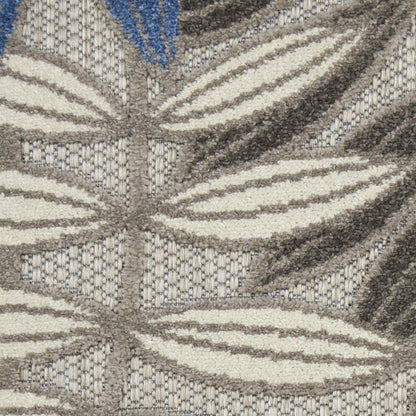 5' X 7' Blue And Gray Floral Indoor Outdoor Area Rug HomeRoots