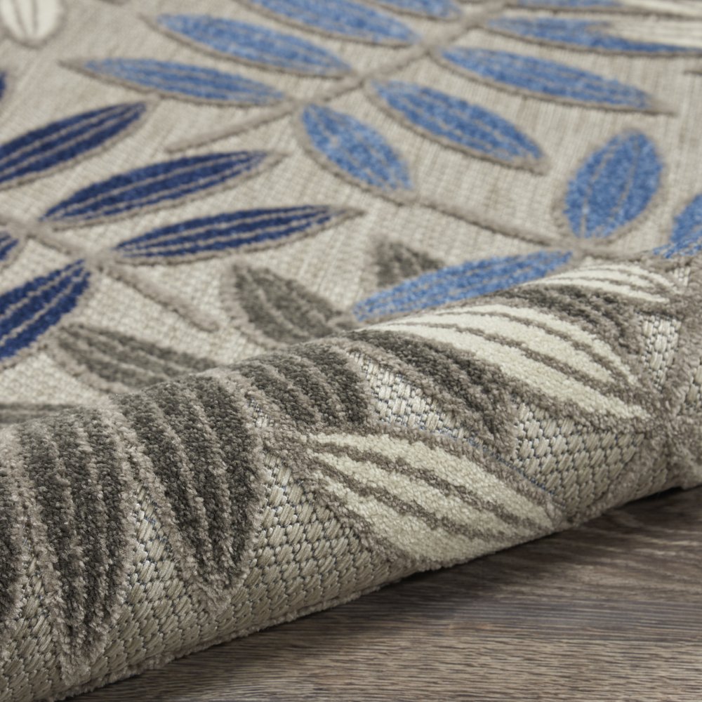 5' X 7' Blue And Gray Floral Indoor Outdoor Area Rug HomeRoots