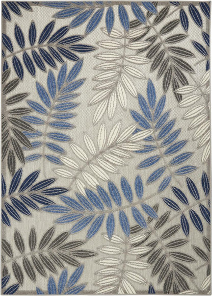 5' X 7' Blue And Gray Floral Indoor Outdoor Area Rug HomeRoots
