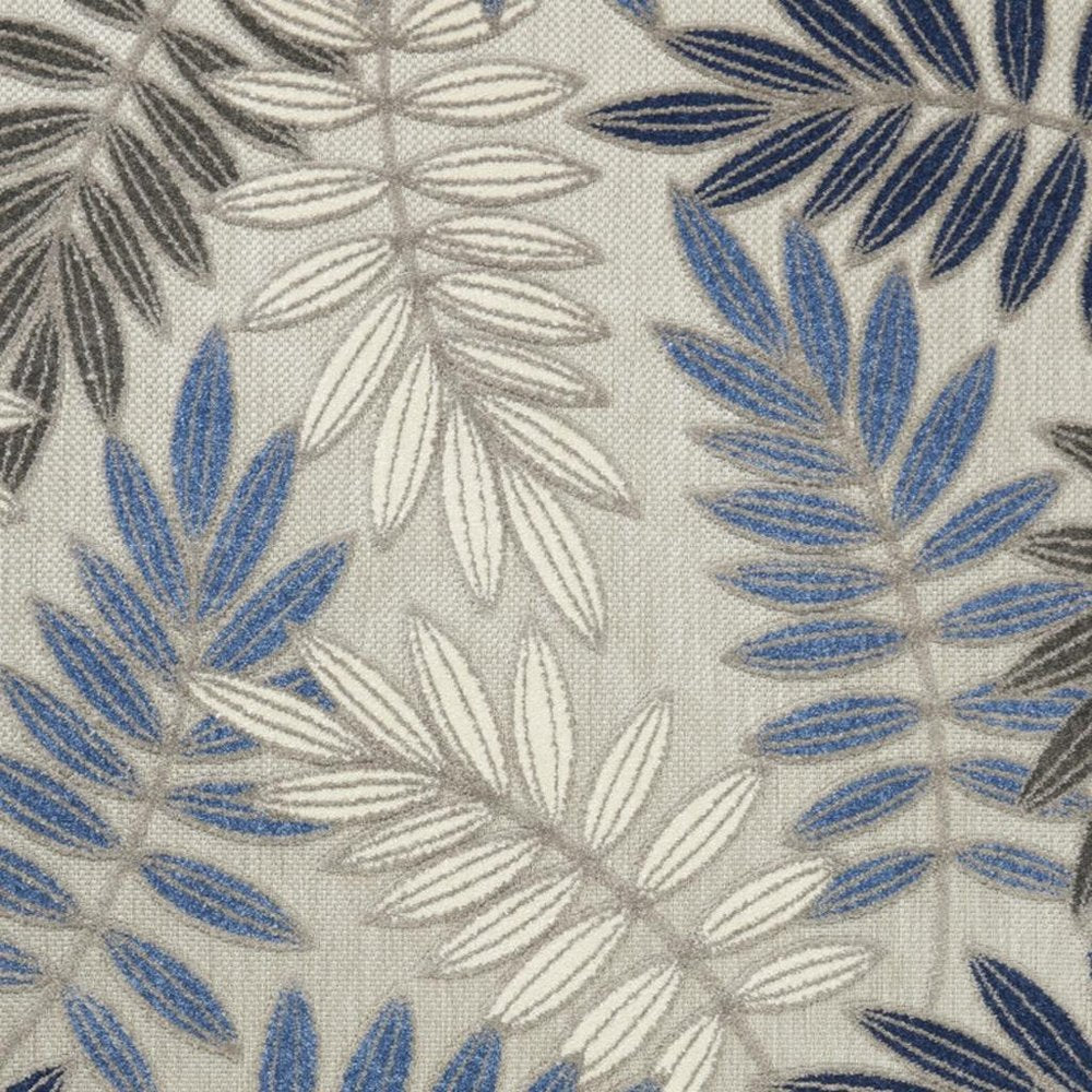 5' X 7' Blue And Gray Floral Indoor Outdoor Area Rug — view 3