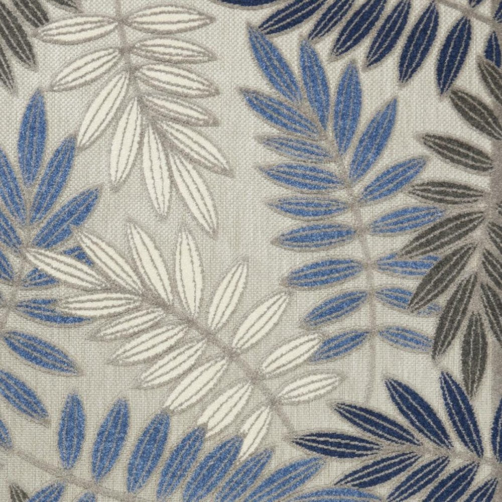 5' X 7' Blue And Gray Floral Indoor Outdoor Area Rug — view 12