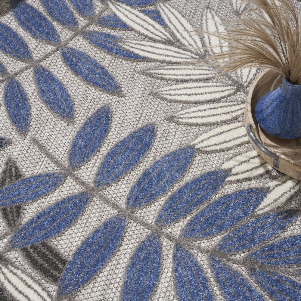 5' X 7' Blue And Gray Floral Indoor Outdoor Area Rug HomeRoots